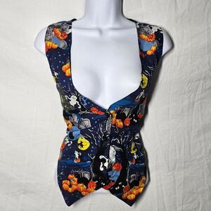 Vintage 90s halloween funky art print vest